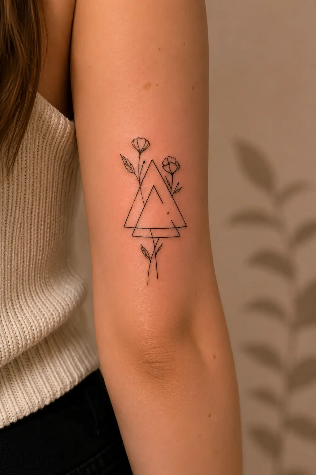 triangle tattoo fine line style