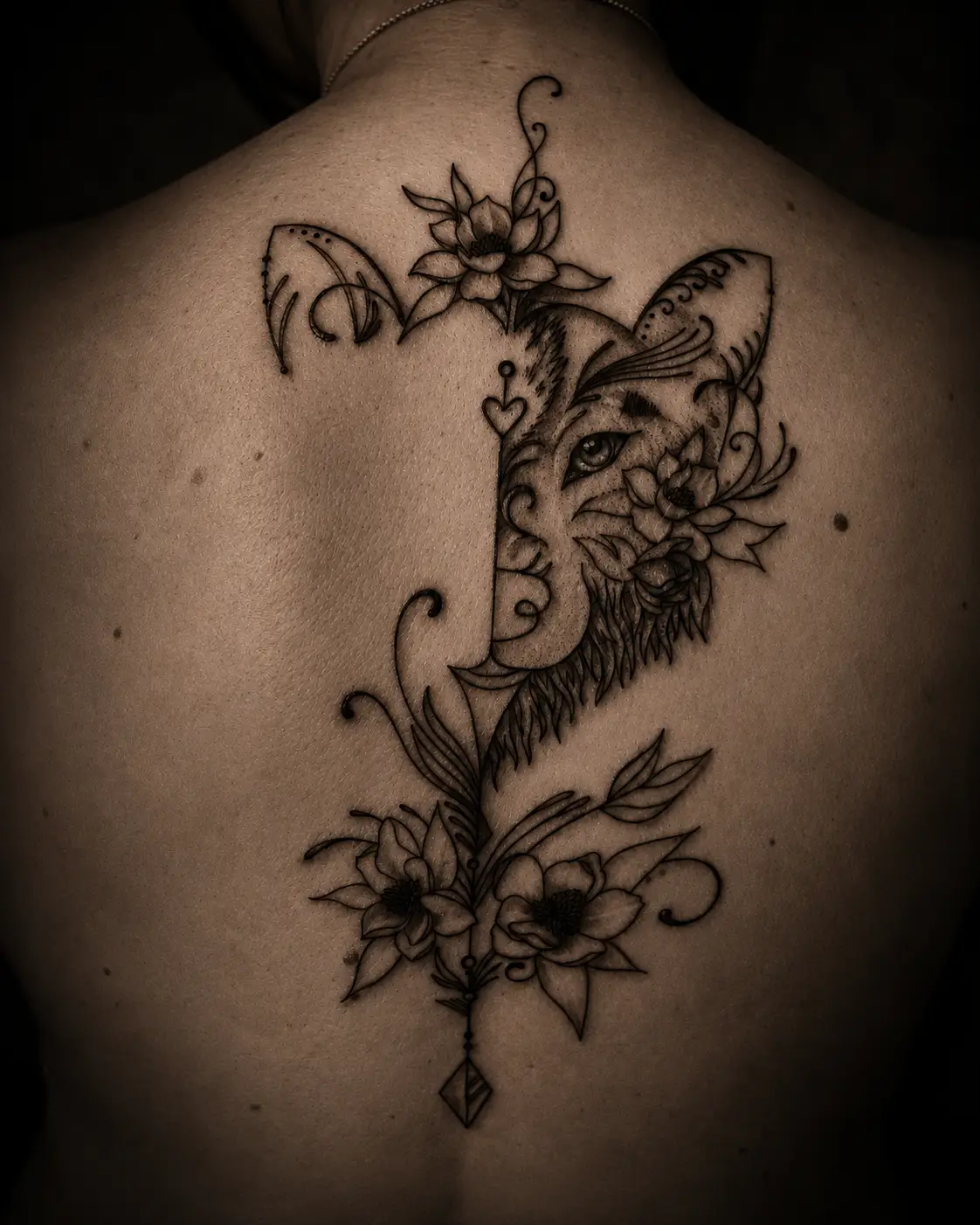 back tattoo dog lines tattoo by Kira