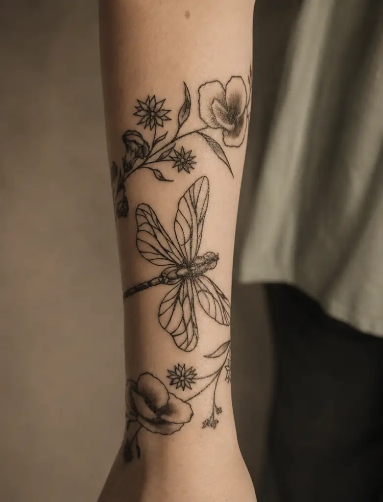 dragonfly tattoo freehand by Kira