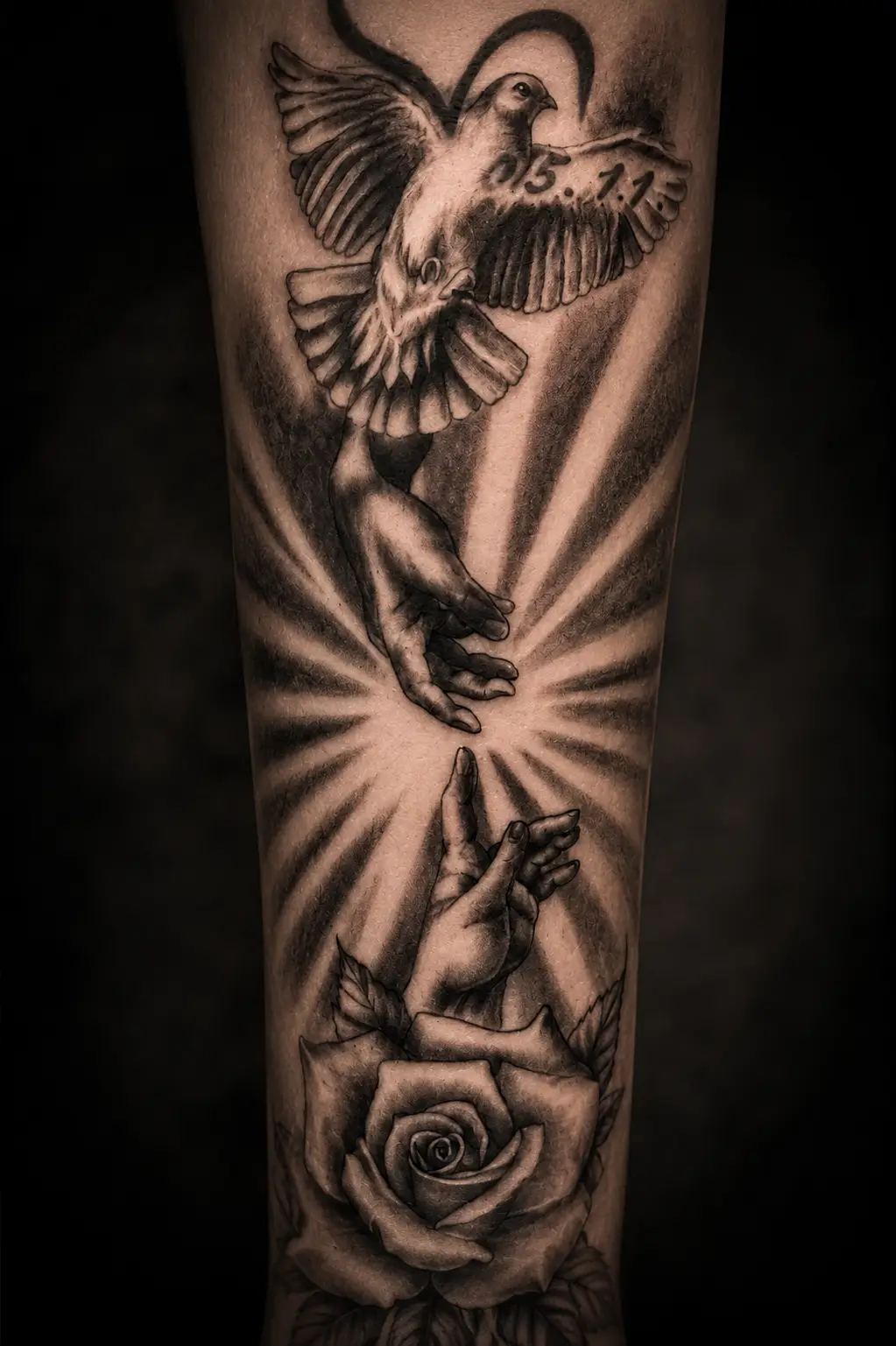 michelangelo hands and rose tattoo by Kira