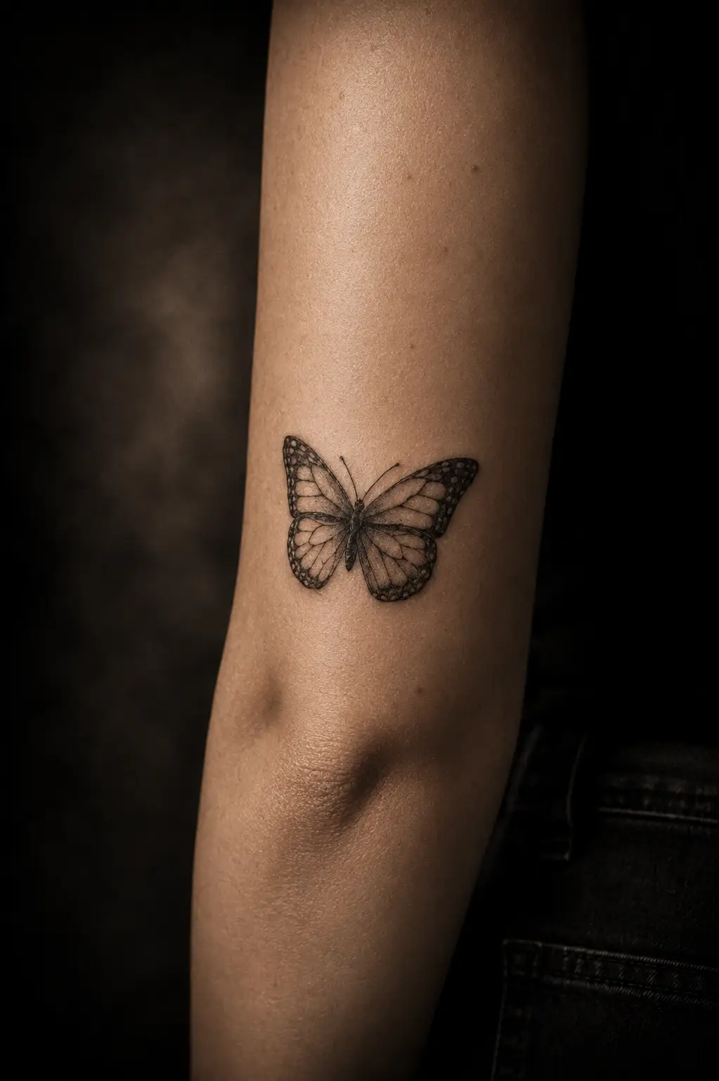 small butterfly realism tattoo