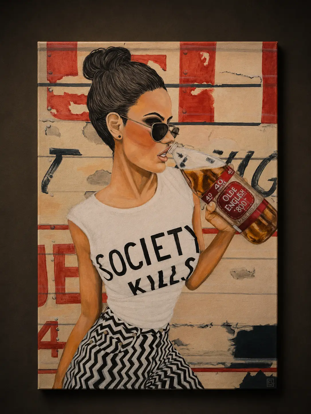 society kills drinking helps on canvas BOL Original