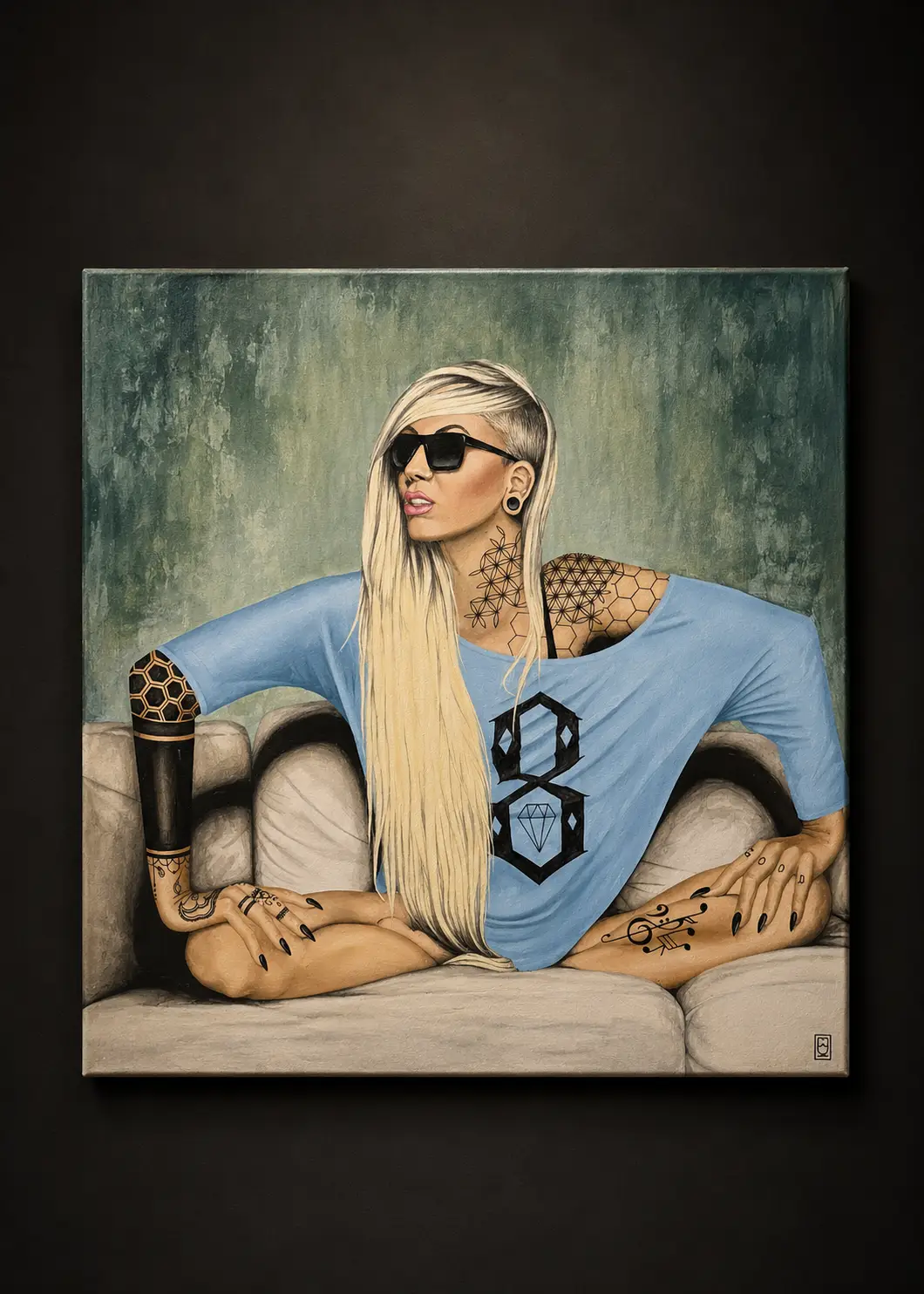 tattooed girl on canvas by Kira
