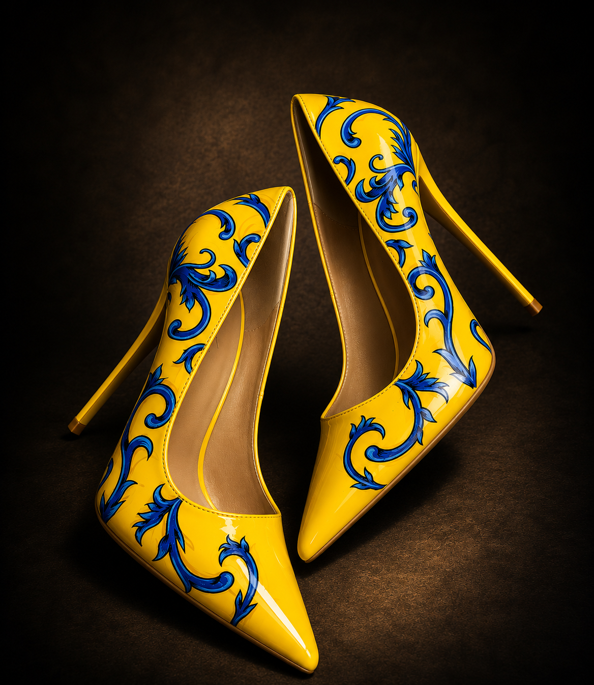 tattooed heels yellow+blue by Kira