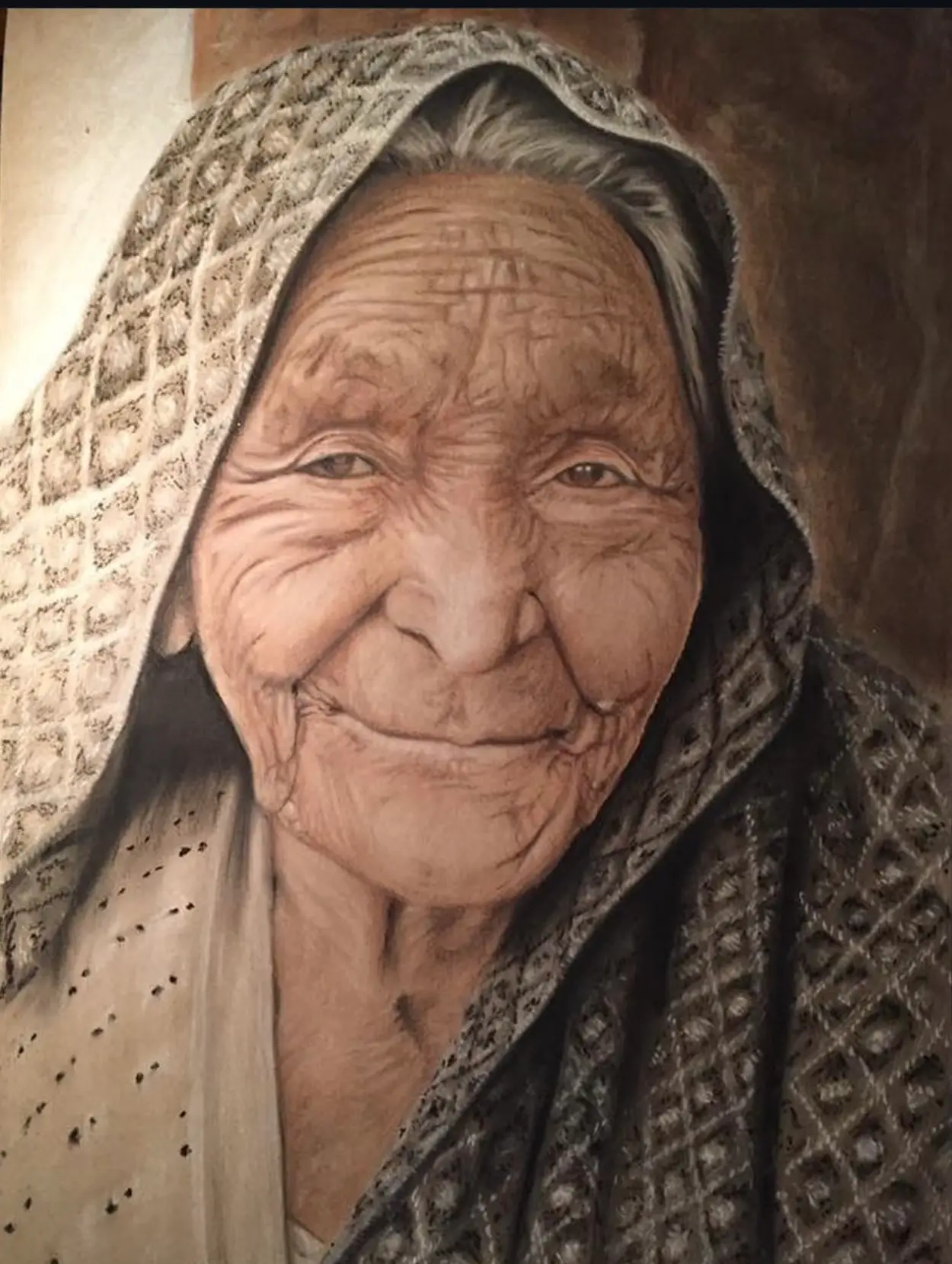 old woman charcoal+pastell A2
